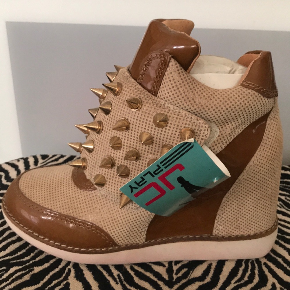 Jeffrey Campbell Brown and Tan Spiked Sneakers - Picture 8 of 12
